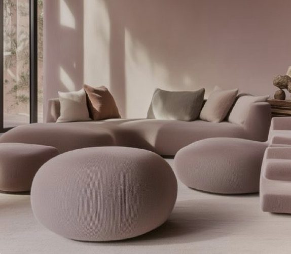 Living room in the pallets of pink